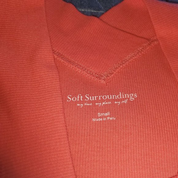 Soft Surroundings Sz S Pink Double V Neck Timely Ribbed Knit Short Sleeve Top - Picture 6 of 8